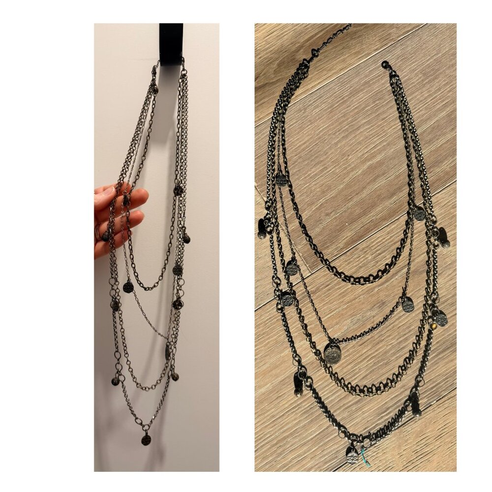 Vintage Edgy Multi Chain Costume Metal Necklace